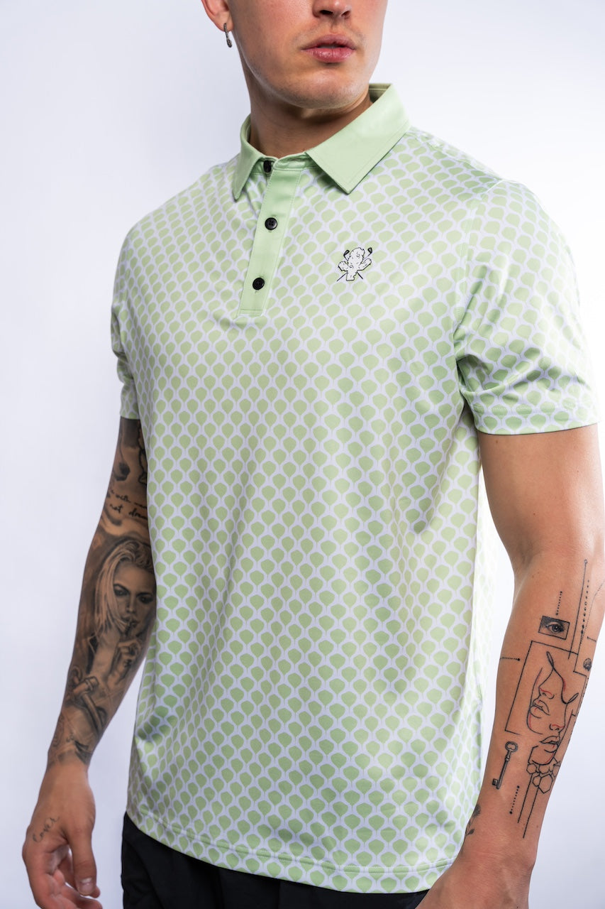 Snakeskin Print Polo - Lime