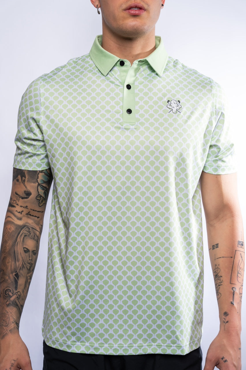 Snakeskin Print Polo - Lime